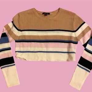 cute delia’s multicolored cropped striped sweater top
